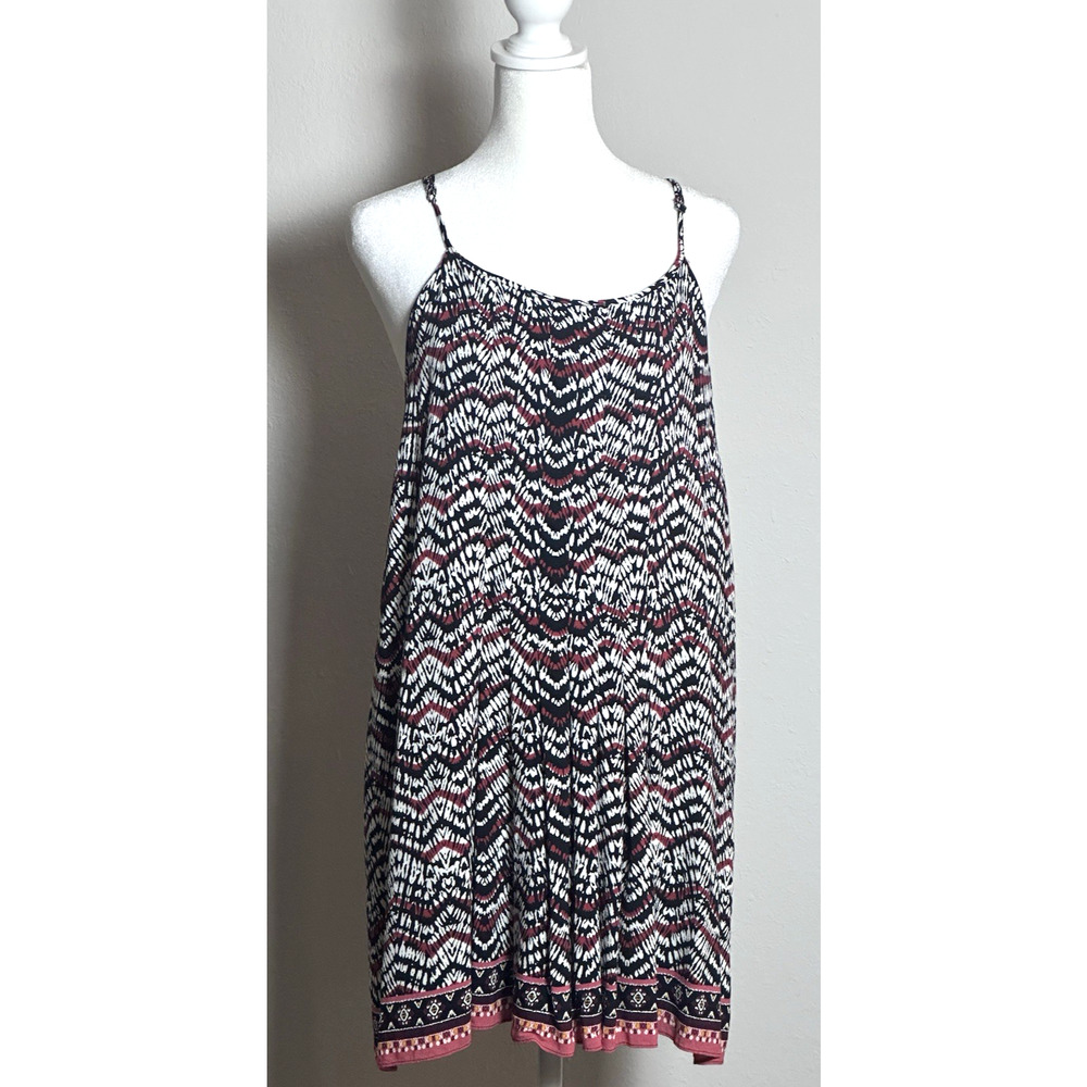 Sanctuary Women’s Black Burgundy & White Sundress Size L Summer Dress